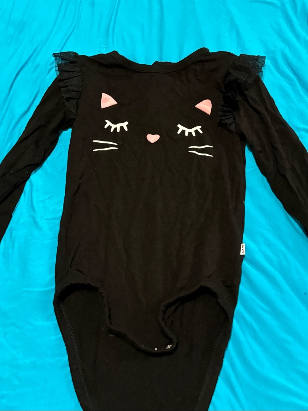 Little Sleepies Black Long-Sleeve Cat Bodysuit with Pink Accents